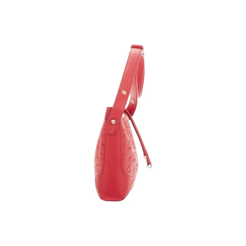 MCM Klara Leather Shoulder Bag Women's Red-2