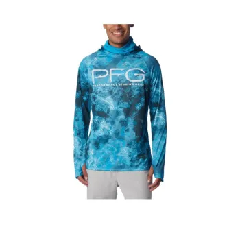 Columbia PFG Super Terminal Tackle™ Vent Hoodie Sweatshirt Men's Ocean Blue Deep Water Camouflage