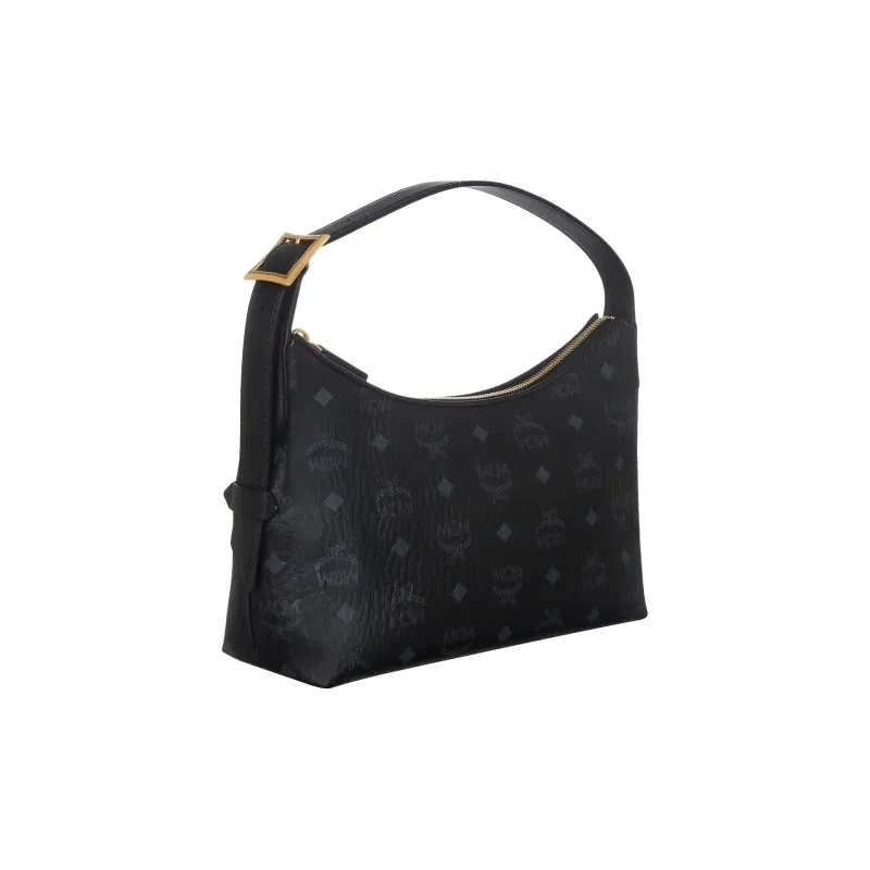 MCM Aren Coated Canvas Shoulder Bag, Handbag Small Size Women's Black-2