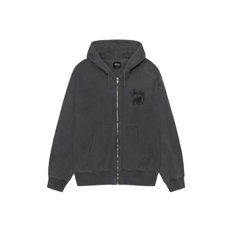 Stussy Rasta Lion Zip Pigment Dyed Hoodie-0