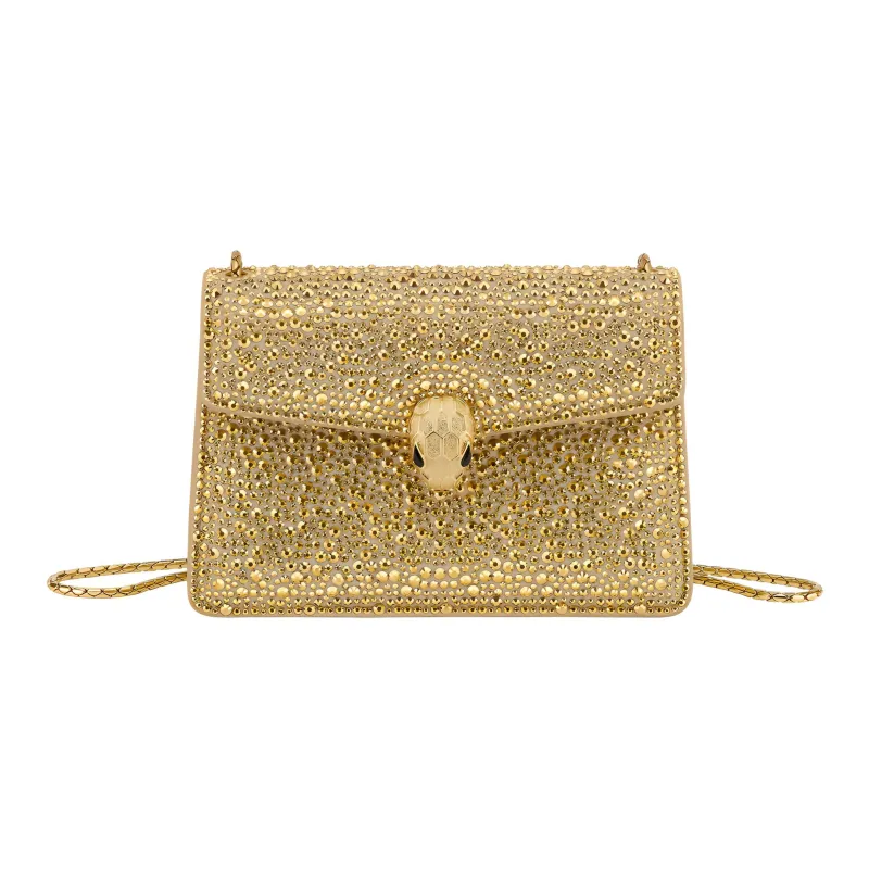 BVLGARI Serpenti Forever Suede Shoulder Bag Crossbody Bag Mini Women's Gold-0