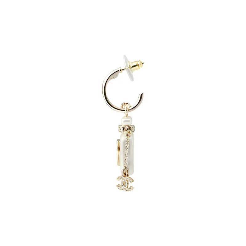 CHANEL Metal Earrings Women's White-3