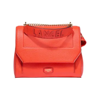 LANCEL Leather One Shoulder Handbag Medium Size Women's Orange