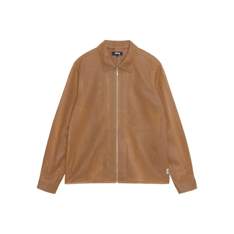 Stussy Perforated Leather Zip Shirt-6