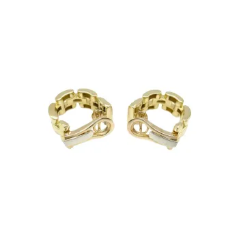 Cartier 2010s 18K Yellow Gold Panthère Diamond Hoop Earrings