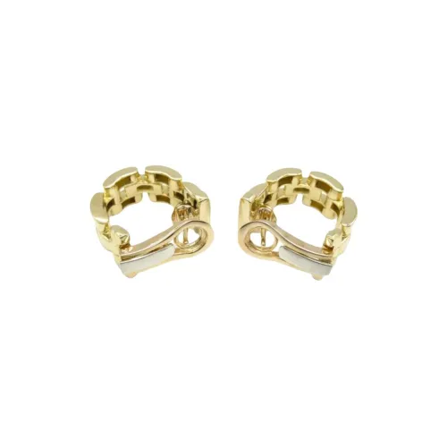 Cartier 2010s 18K Yellow Gold Panthère Diamond Hoop Earrings