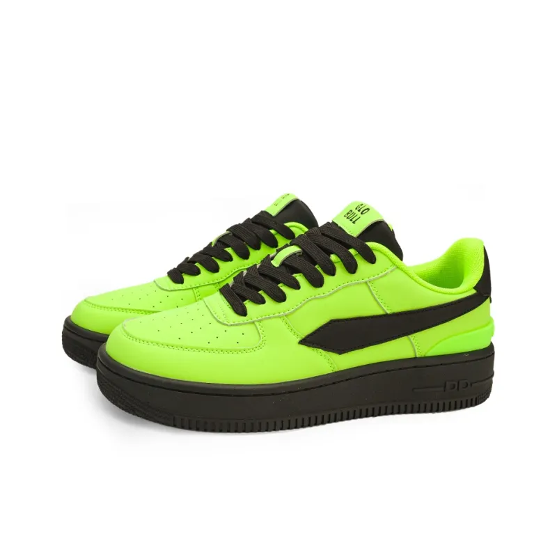 GLO BULL Anti Slip Wear Resistant Low Top Skateboard Shoes Unisex Neon Green Black-2