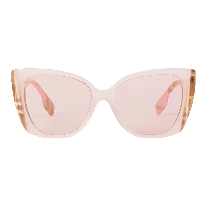 Burberry Plate Frame Irregular Shape Sunglasses Unisex Pink-0