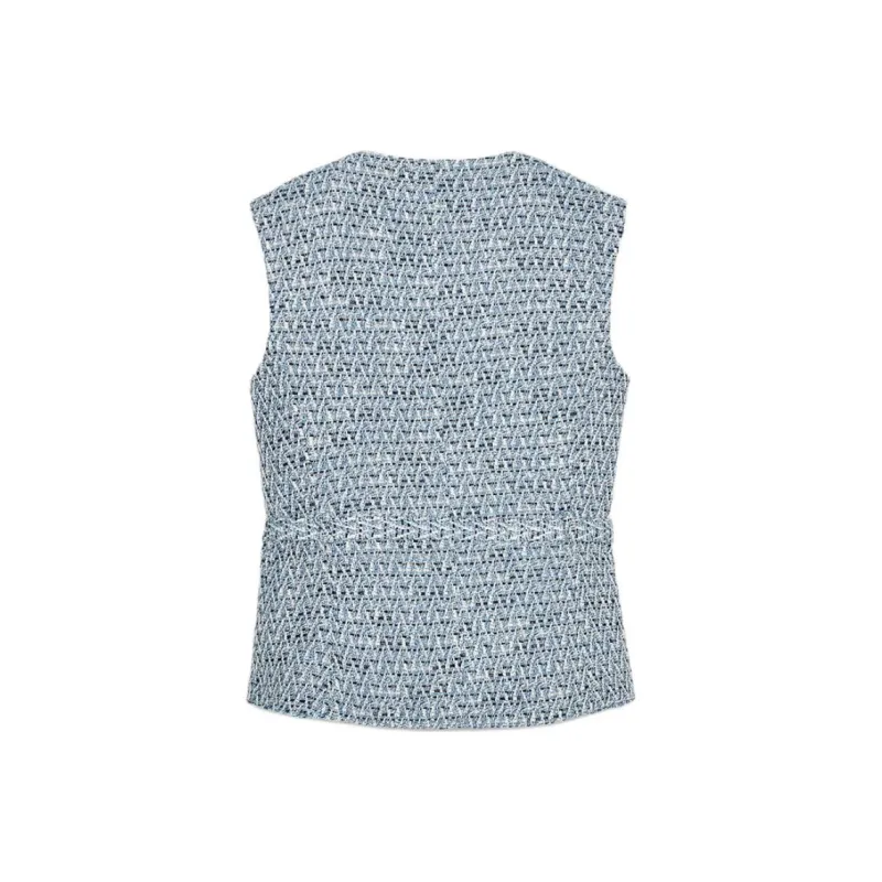 ZARA Tank Top Women's White/Sky Blue-1