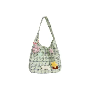 BUBM Fleece Shoulder Bag Unisex Green/Blue/Pink