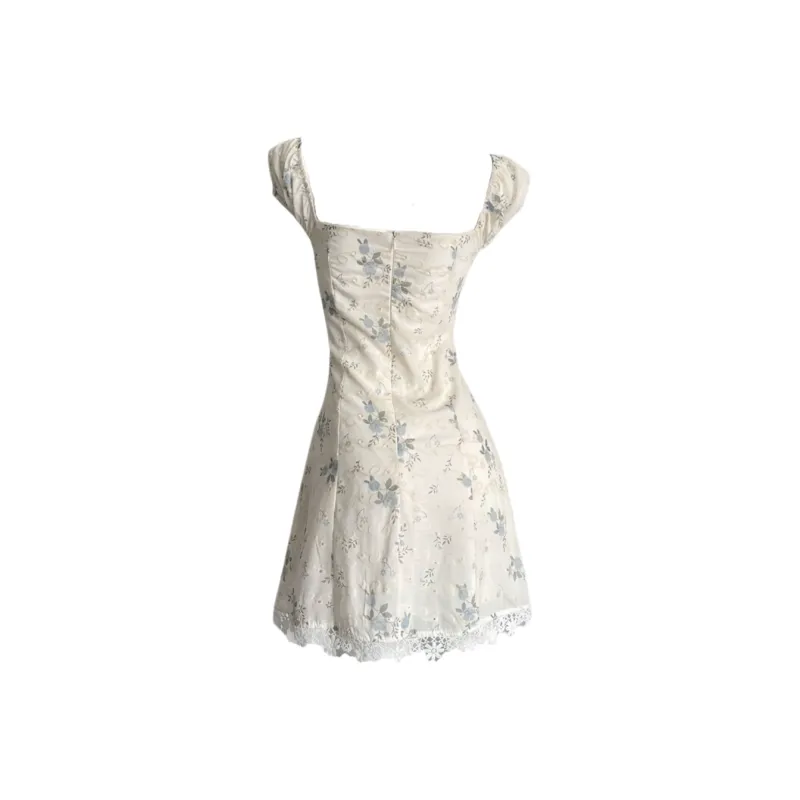MISSHONEY MH Short Sleeved Dress Women's White Floral-1