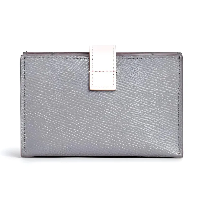 CELINE Cow Leather Card Holder Women's Eggshell Gray/Light Pink-2