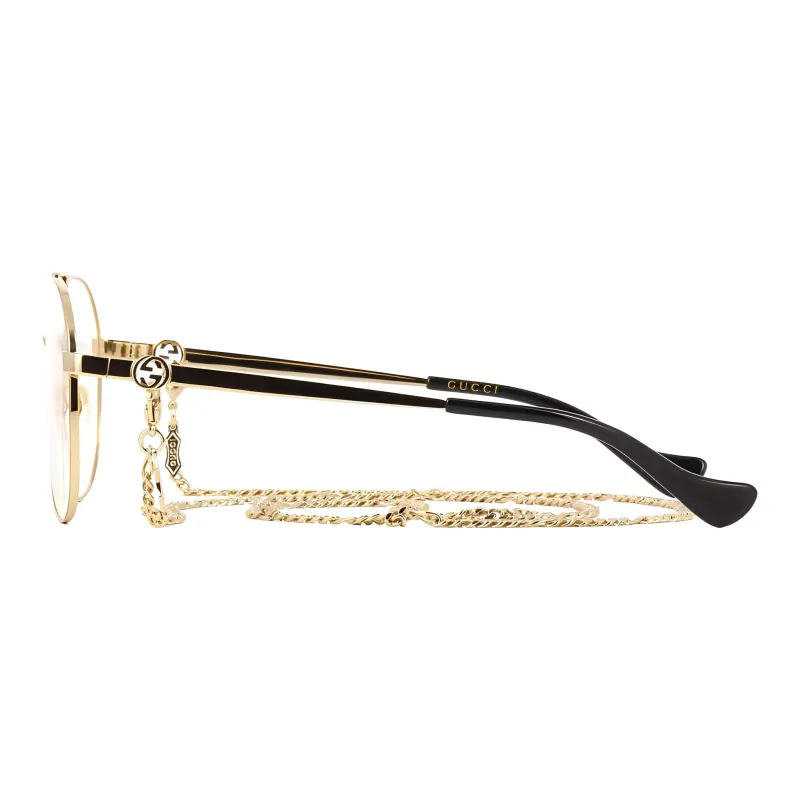GUCCI Alloy Aviator Eyeglass Frames Men's Gold-3