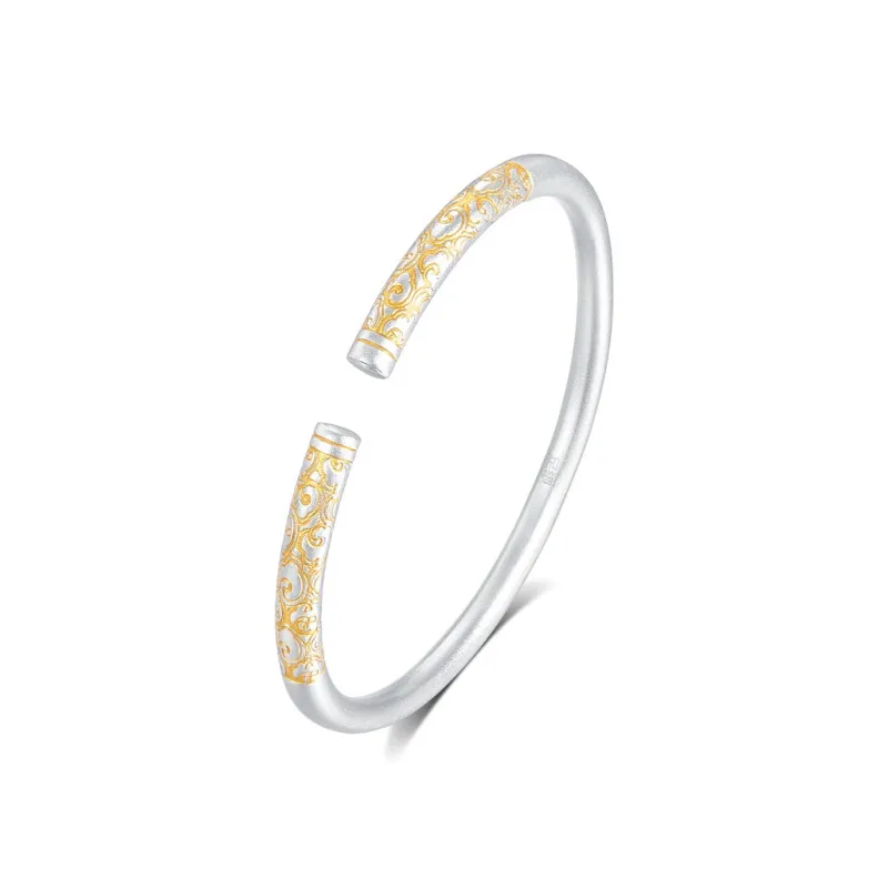 SHENGYALUO 999 Fine Silver Bangles Women's-0