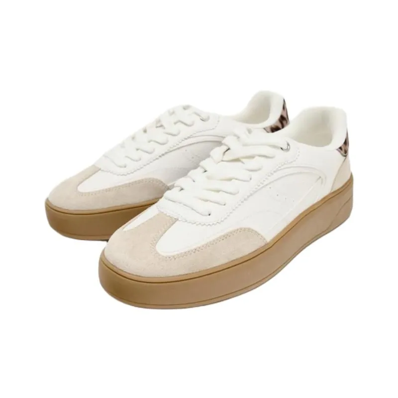 ZARA Abrasion Resistant Height Increasing Low Top Skateboard Shoes Women's Light Beige Yellow-2
