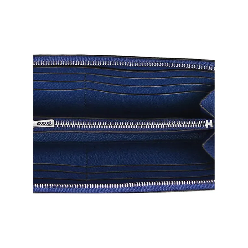 HERMES Epsom Calfskin Wallet Unisex 7T Electric Blue-3