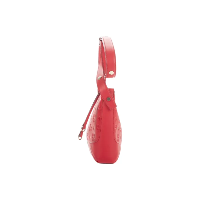 MCM Klara Leather Shoulder Bag Women's Red-3