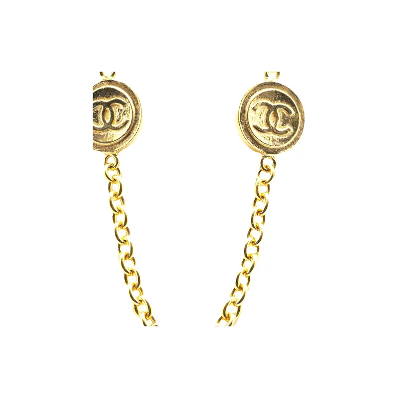 CHANEL 20th Century Plated Cc Medallion Station Necklace Costume Necklace-1