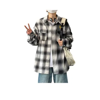 NEAR HERE Shirt Unisex Black Plaid