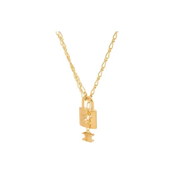 CELINE Triomphe Lock Necklace In Brass With Gold Finish