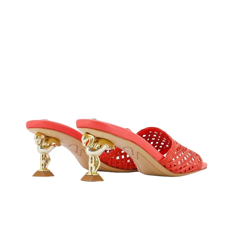 Sophia Webster Flo Flamingo Slide Slippers 6cm Women's Red-3