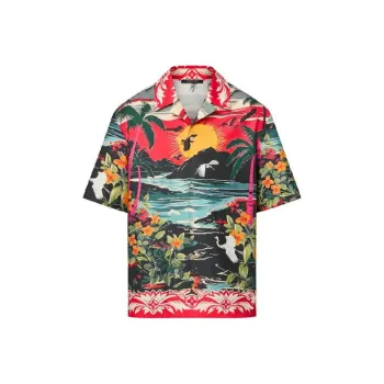 LOUIS VUITTON Printed Short Sleeved Cotton Shirt