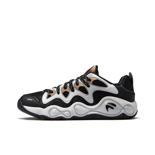 FILA FUSION VERTICAL Cracked Shoes Low Top Vintage Basketball Shoes Men's Black Silver