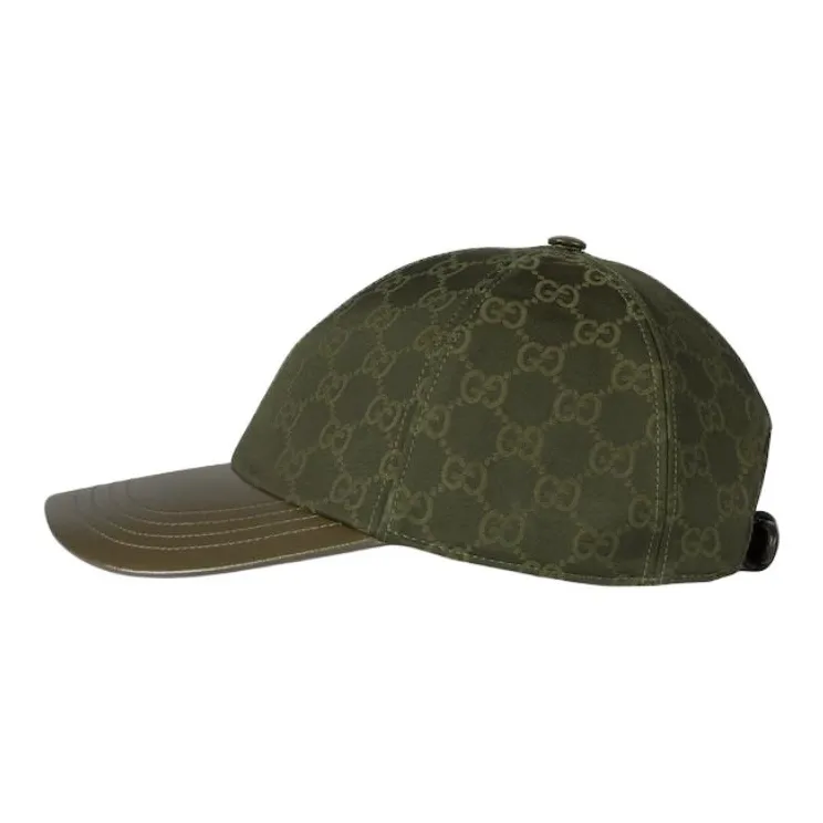 GUCCI Leather Baseball Caps Women's Green-2