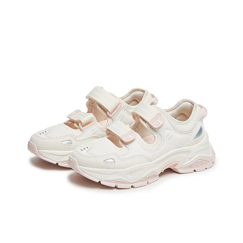 Champion Low Top Casual Shoes Women's Milk White/Light Rose Red-2
