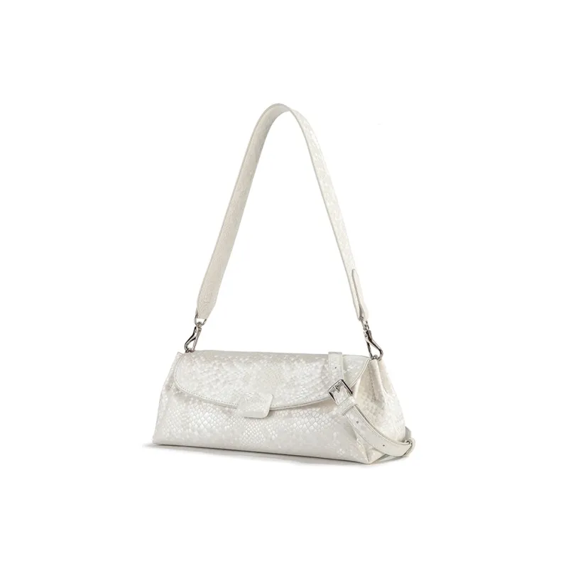 TAMATHA PU Shoulder Bag Women's Snake Scale White-2