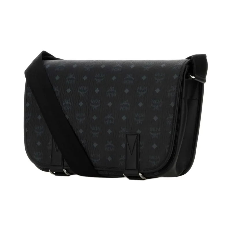 MCM Artificial Leather, Leather Crossbody Bag, Clutch, Commuter Bag Medium Size Unisex Black-1