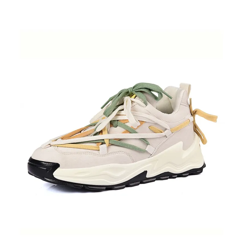 OUBT Niche Lace Up Design Height Increasing Lightweight Breathable Low Top Chunky Sneakers Men's-8
