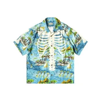 Kapital Rayon Kamekameha Bone Aloha Shirt