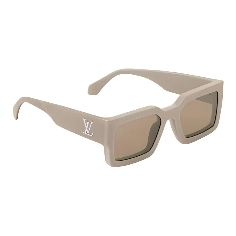 LOUIS VUITTON Metal Acetate Square Sunglasses Unisex Beige-2