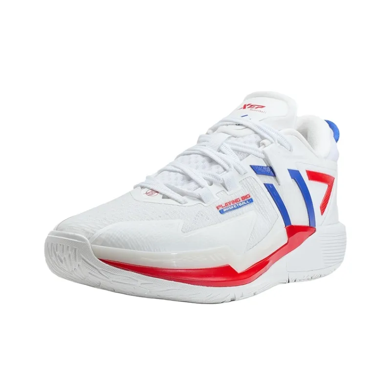 XTEP Spirit 3 Cushioning Coverage Abrasion Resistant Slip Resistant Low Top Basketball Shoes Men's White Blue-1