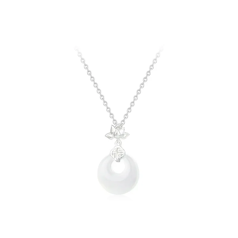 Love Link Chalcedony Jade Necklaces Women's-0