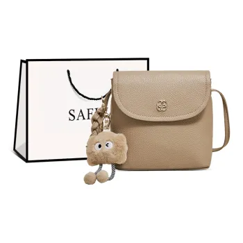 Safiya Cow Leather Shoulder Bag Women's Oyster White/Black