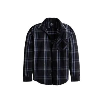 Hollister Shirt Men's Black Plaid