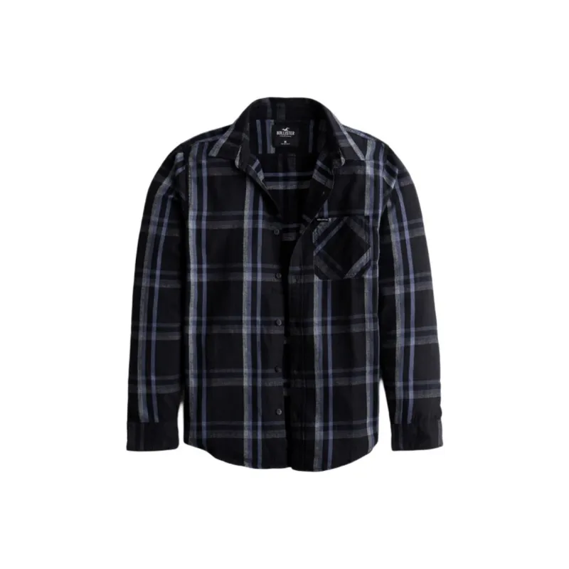 Hollister Shirt Men's Black Plaid-0