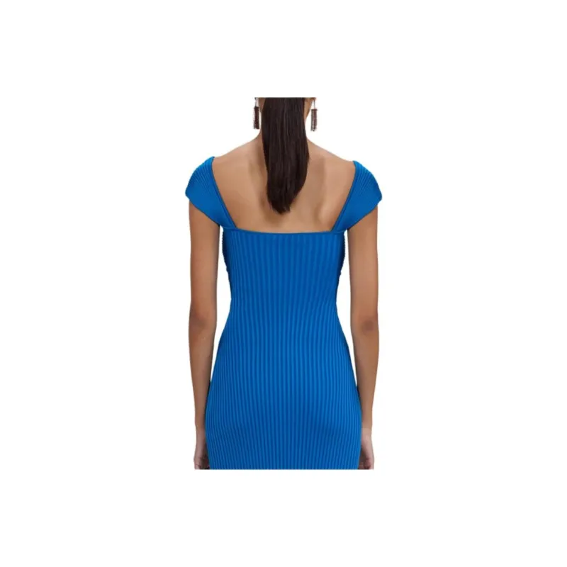Self portrait Short Sleeved Dresses Women's Azure Blue-3