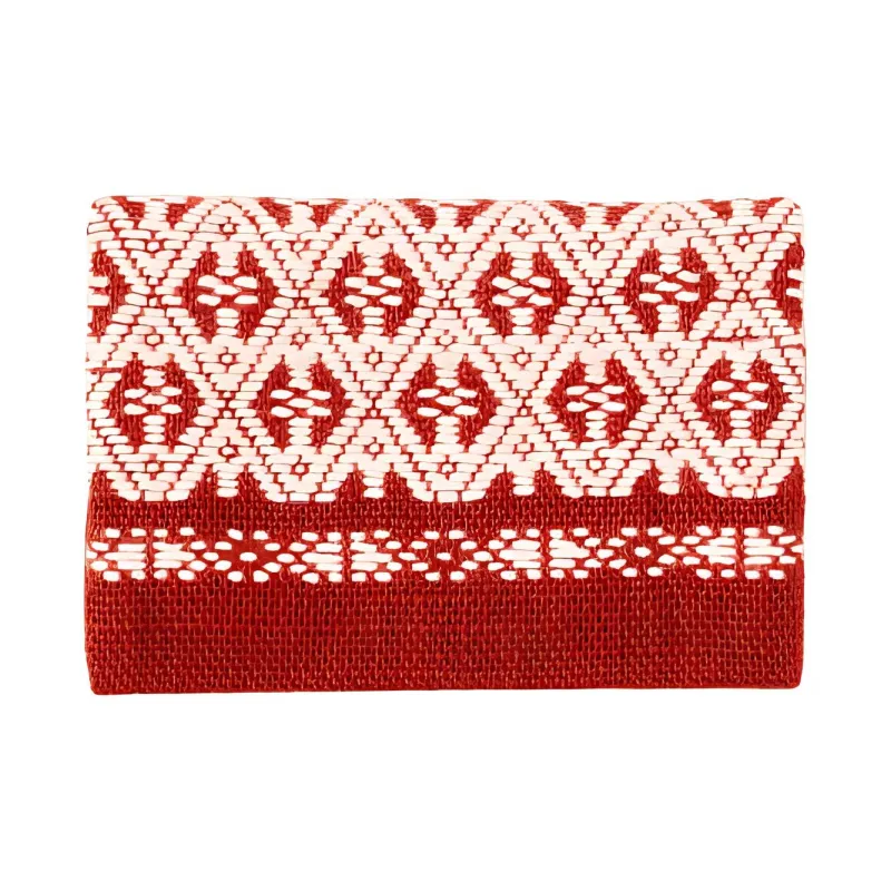 Beams Linen And Cotton Blend Card Clip Card Holder Unisex Red-0