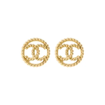 CHANEL Metal Logo Earrings