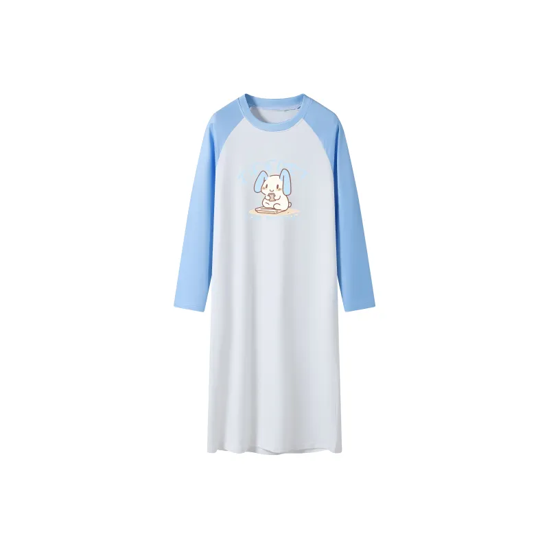 XISHE Nightgown Women's Light Blue-0