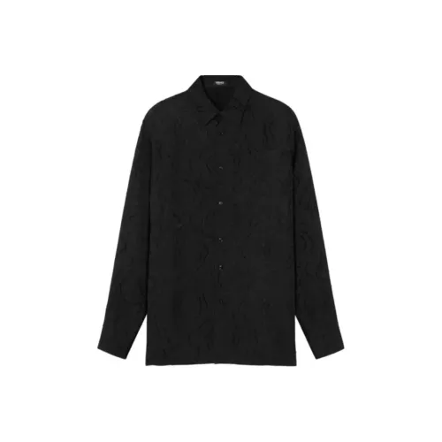 VERSACE logo-embroidereded Jacquard Long Sleeved Whiteed Shirt