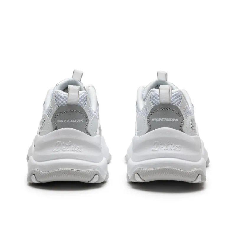 Skechers D'LITES 5.0 Slip Resistant Breathable Low Top Chunky Sneakers Women's Silver White-2