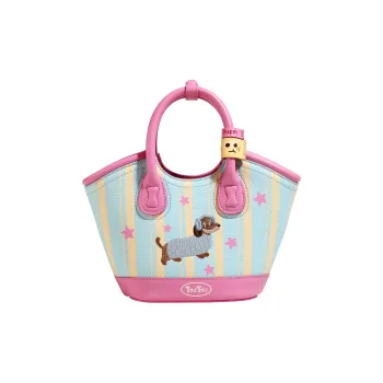 TOUTOU Synthetic Leather Handbag Regular Women's Strawberry Pink/Sea Salt Blue