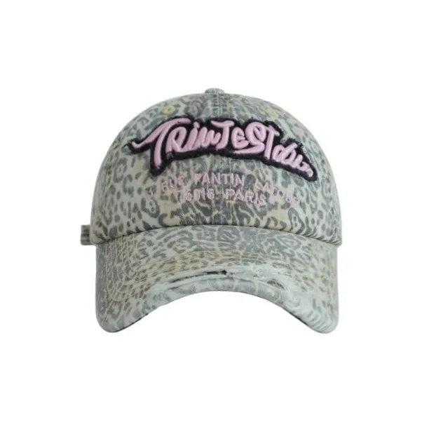 FREE RABBITⅡ Washable 3D Effect Letter Embroidery Ripped, Small Face Display Baseball Caps Unisex-4