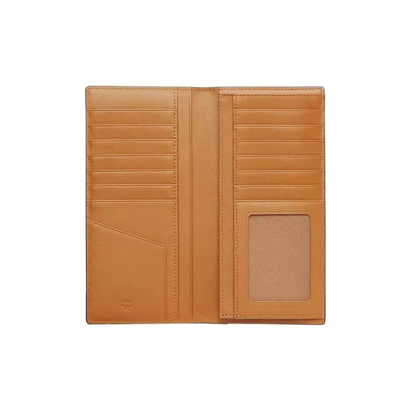 MCM Original Visetos Leather Long Clutch Wallet Large Size Unisex Brown Cognac-3
