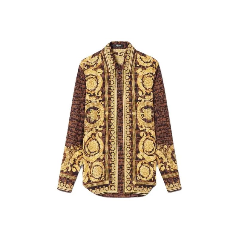 VERSACE SS23 Shirt Men's Yellow Brown-0