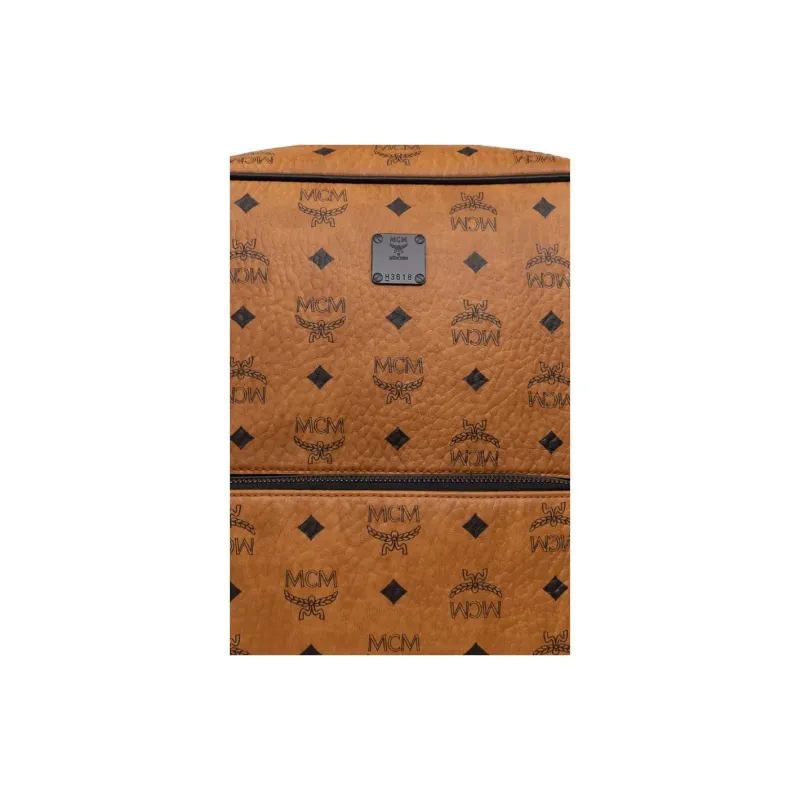 MCM Aren Coated Canvas Backpack Medium Size Unisex Brown Cognac-3